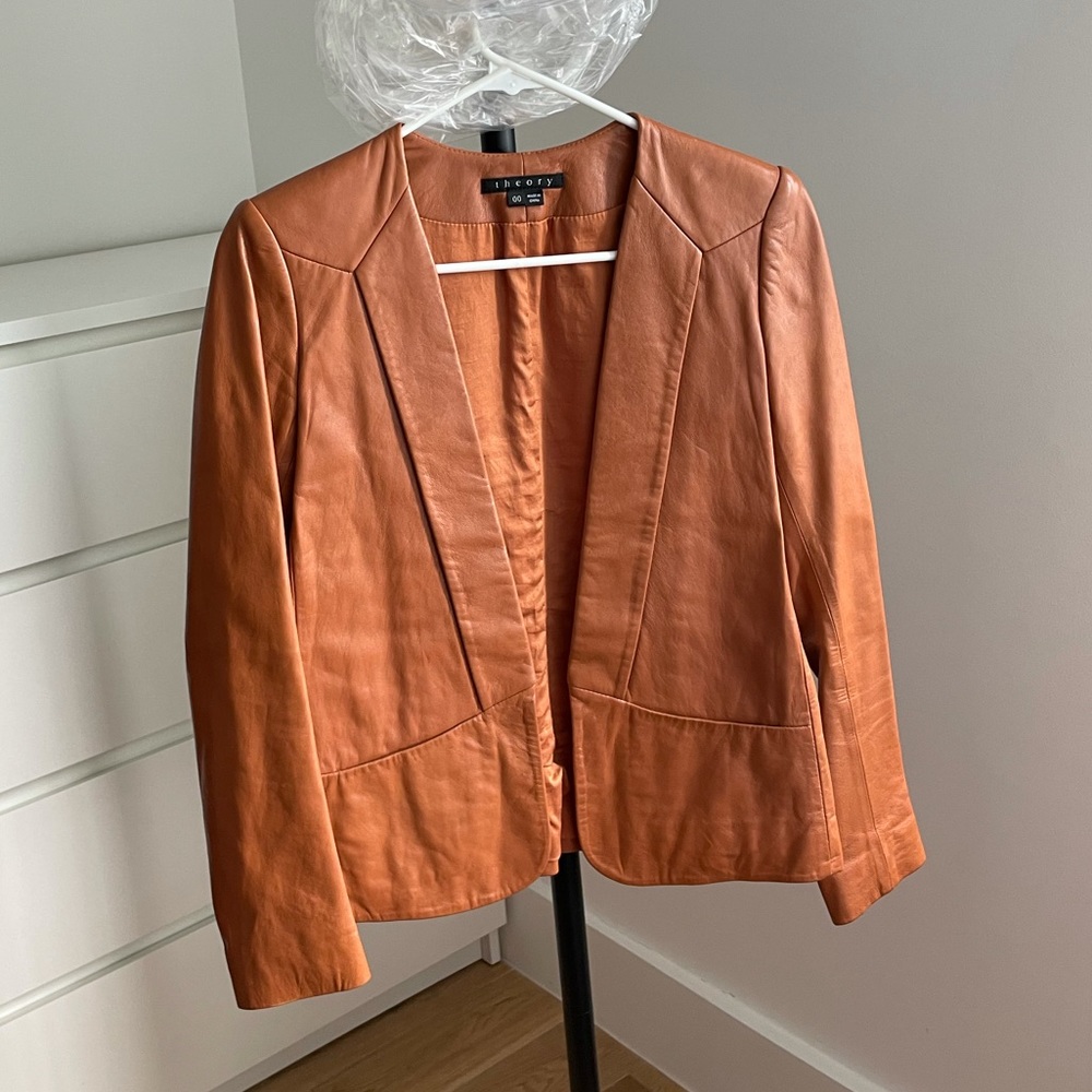 Theory camel leather jacket